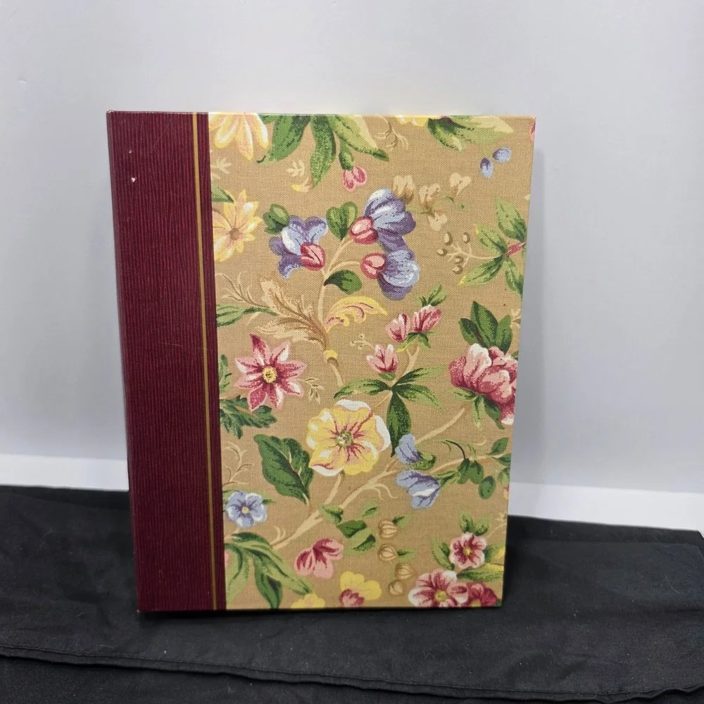 Vintage Style Floral Tapestry Photo Album Set of 2 Burgundy Spine 3-Ring Binders